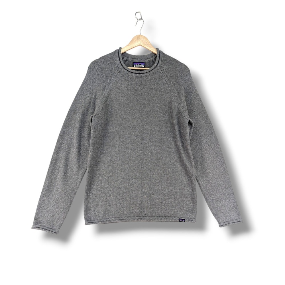 Patagonia Mens Grey Organic Cotton Blend Raglan Crewneck Sweater Small